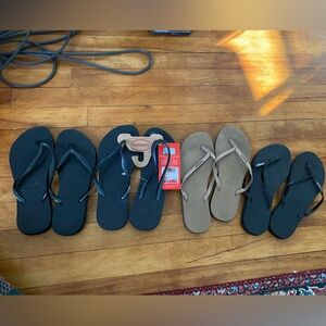 Lot of 4 pairs of Havianas flip flops - black (3 pairs) 1 tan